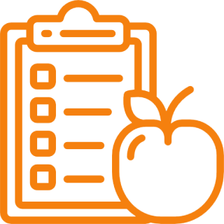 A clipboard displaying an apple icon.