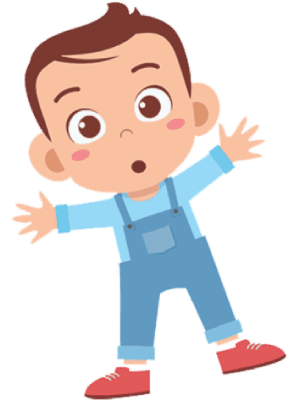 A cartoon boy with a big smile, stretching his arms wide.