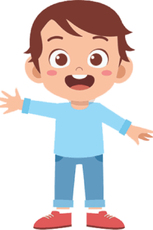 Cartoon clipart of a cheerful boy with a big smile.