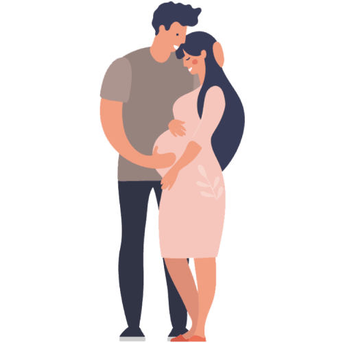 An illustration a pregnant woman and a man.