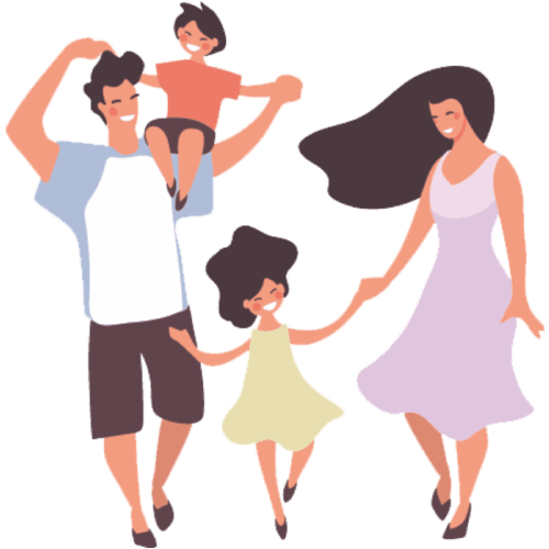 A family portrait showcasing parents with their children.